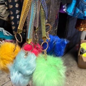 Colorful Fur Pom Pom Keychains